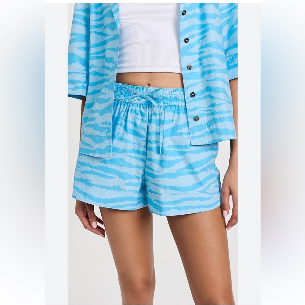 Ganni Light Blue Zebra Print High Waist Shorts 🦓 🦋